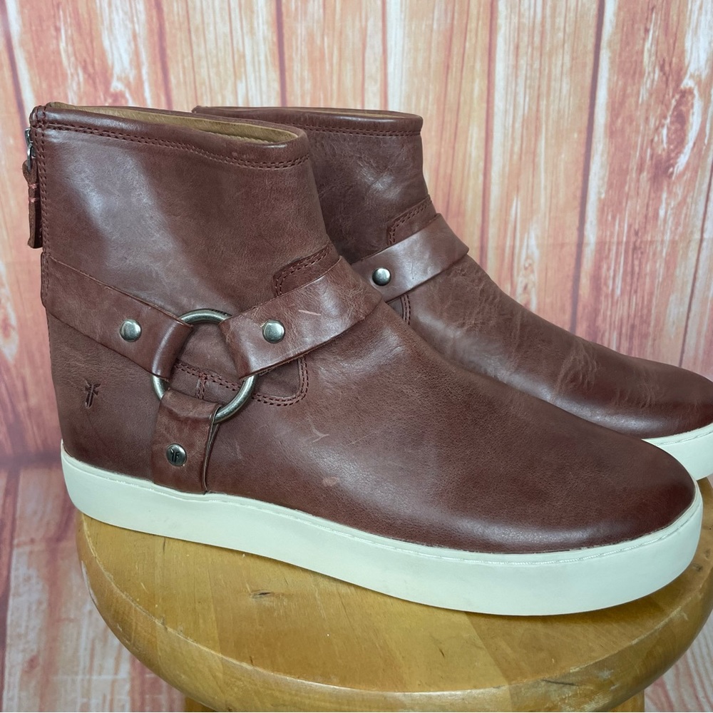 New Frye Short Ankle Harness Rust Leather Boot (11)